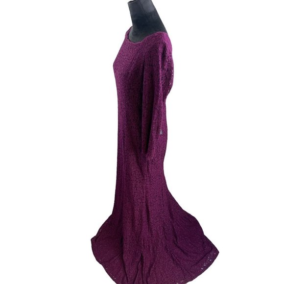 NWT Adrianna Papell Purple Floral Lace Full Length Gown US Size 14 - Picture 5 of 15